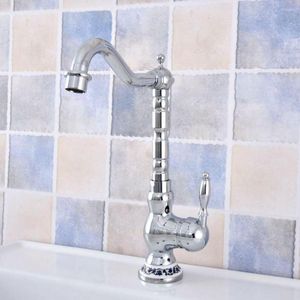 Robinets De Cuisine Chrome Poli Robinet De Salle De Bains Lavabo Évier Mitigeur Vanité Monotrou / Poignée 360 Pivotant Lsf673