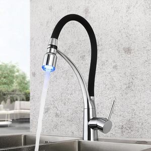 Robinets de cuisine SKOWLL mélangeur lumière LED robinet d'évier en laiton Torneira robinet froid pont monté bain Chrome poli