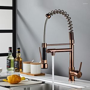 Robinets de cuisine Tuqiu Pull Out Robinet Rose Gold Lavabo Mitigeur Vanity Water Rotating