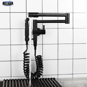 Robinets De Cuisine Robinet Mural En Laiton Simple Évier Froid Robinet D'eau Avec Bidet Pulvérisateur Noir Mat Nickel Brossé Chrome