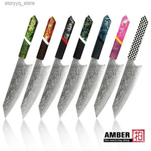 Couteaux de cuisine Couteau de chef de 8 pouces 67 couches VG10 couteaux de cuisine en acier damas manche en résine époxy colorée couteau japonais professionnel Q240226