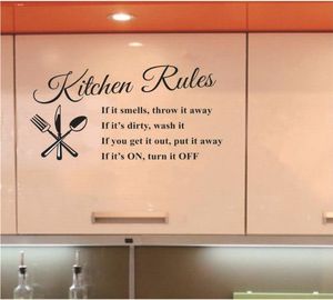 Règles de cuisine autocollant mural décoration lettres amovible PVC mur verre décalcomanies bricolage cuisine décor à la maison 30CM X 58CM1153547