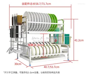 Rangement de cuisine 2 couches en acier inoxydable, égouttoir à vaisselle, bols, sèche-linge, placard, Double boîte