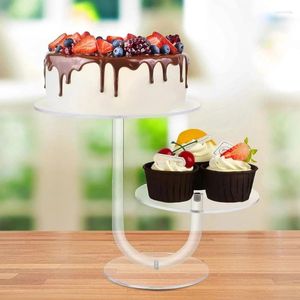 Storage de cuisine Rangement 2 Tierd Acrylique Cake Organzier Stand Dessert Présentation Rack de serviette pour mariage