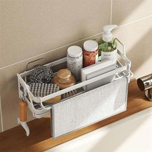 Almacenamiento de cocina, organizador de ducha de acero al carbono, estante blanco de gran capacidad de soporte, baño multifuncional PP