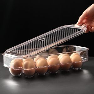 Organización de almacenamiento de cocina, contenedor de huevos AMINNO, caja organizadora de plástico para nevera, bandeja fresca resistente