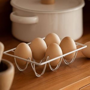 Organización de almacenamiento de cocina, estante de hierro de estilo Pastoral, soporte para huevos con 6 ranuras, cesta de Metal creativa