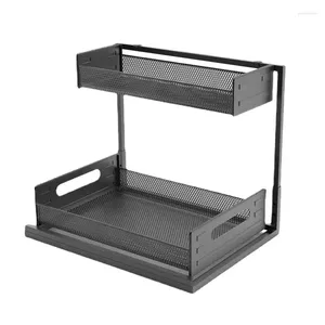 Rack de glissement de rangement de cuisine pour le garde-manger à 2 niveaux à 2 niveaux de gobelet avec une tasse de cintre