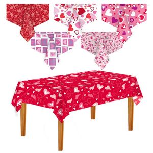 Suministros de cocina, cubiertas de mesa con estampado en forma de corazón, impermeables, decoración para fiesta del Día de San Valentín, plástico desechable