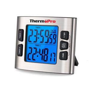 Kitchen Timers ThermoPro TM02 Cooking Digital Kitchen Timer Large Display Dual Timer Backlight Countdown/UP Timer With Clock Function 230831