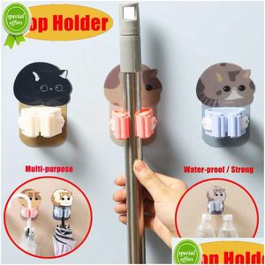 Ganchos para toallas de cocina Animal Wall Mop Holder Brush Escoba Organizador Rack Mti-Purpse Door Key Paraguas Hanger Hook Baño Cepillo de dientes S Dhrju