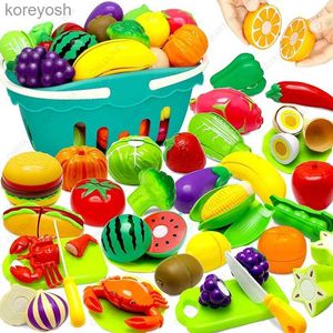 Cuisines Jouer à la nourriture Enfants en plastique cuisine jouet panier ensemble coupé fruits et légumes nourriture jouer maison Simulation jouets enfants éducation précoce cadeau L231104