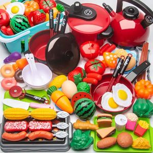 Kitchens Play Food Cutting Play Food Toy for Kids Kitchen Pretend Fruit Vegetables Accessories Educational Toy Food kit for Toddler Children Gift 230627