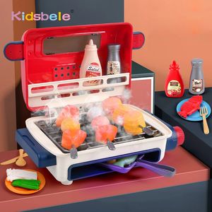 Kitchens Play Food Kids BBQ Grill Kitchen Toys Mini Electric Barbecue Game Simulation Play Foods Cooking Music Light Finish Play Toy Toys for Kids 231216