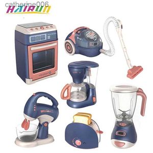 Kitchens Play Food Kids coffee machine toy set kitchen toy simulation washing machine vacuum cleaner pretend to play children's furniture toysL231026