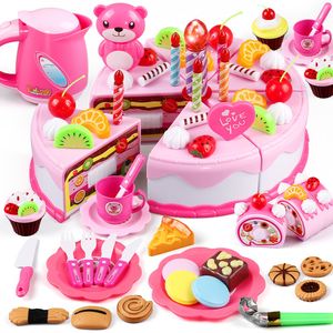 Kitchens Play Food Kids Educational Toy Simulation DIY Birthday Cake Model Kitchen Pretend Play Cutting Fruit Food Toy for Toddler Children Gift 230627