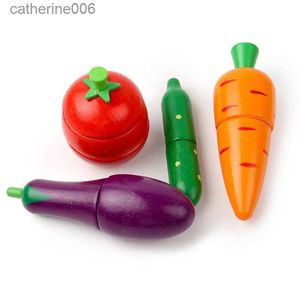 Cuisines Jouer Simulation alimentaire cuisine semblant jouet en bois jeu classique Montessori jouet éducatif pour enfants enfants cadeau coupe fruits légumes SetL231026