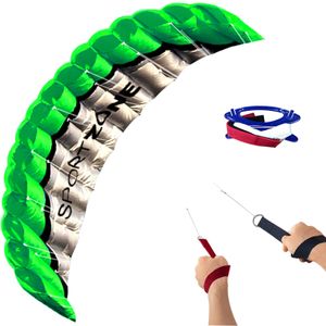 Cerfs-volants New High Quality 2.5m Green Dual Line Parafoil Kite WithFlying ToolsPower Braid Sailing Kitesurf Rainbow Sports Beach 0110