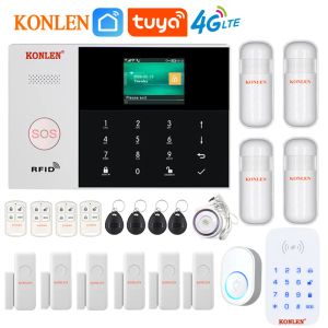 Kits 4G LTE GSM WiFi Tuya Security Alarm System Kit Burglaar Smart Life Home House Wireless Wired with Camera Antift Alexa Arm