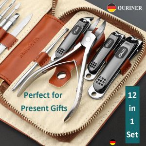 Kits Christmas Gift Present Manucure Ensemble avec Topgrade Full Grain Cow Cuir Emballage Nail Clipper Kits Perfect Gift Friends