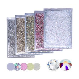 Kits Clear Ab Bulk Wholesale Big Paquet non correctif Crystals Crystaux en verre SS16 SS20 SS30 Flat Back Strass Nail Art Art Stone