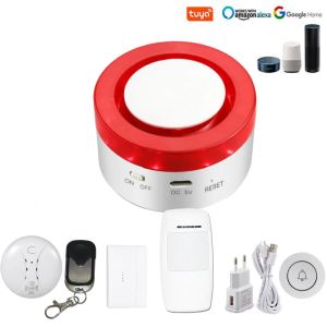 Kits DIY Wifi Security Alarm System Kit funciona con Tuya Smart Life Control remoto Remotor Home Siren Sensor Smart Wireless 433MHz