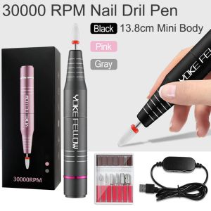 Kits Electric Nail Drill Hine for Acrylic Gel Polish File avec coupe-ponder à ongles Strong 30000rpm