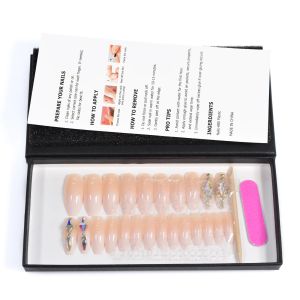 Kits Faux Nails Appuyez sur Nails France Nails de cercueil moyen avec un emballage en diamant en ramine avec cadeau de mariage en boîte Liaison de livraison gratuite