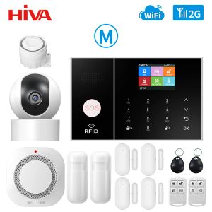 Kits Hiva Tuya Safety GSM Wifi Sistema de alarma para el hogar Alarma de seguridad Alarma Warehouse Trabajo inalámbrico con Alexa Door Sensor
