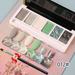 Kits Kit de palette de vernis à gel de crème solide japonais avec brosse à ongles sans gel de peinture de boue semi-permanent coulant pour la conception d'art d'ongle de manucure