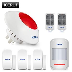 Kits Kerui Sécurité domestique sans fil 433 MHz Système d'alarme simple clignotant le détecteur de détecteur infrarouge de porte de sirène intérieure kit de télécommande