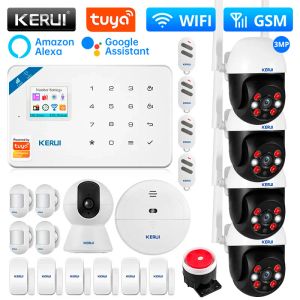 Kits kerui W181 Sistema de alarma Wifi Alarma GSM para soporte doméstico Alexa Tuya Smart Motion Sensor Detector de sensor de sensor Siren Seguridad