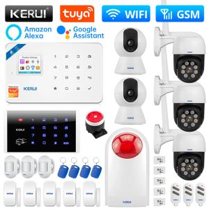 Kits Kerui W181 Sistema de alarma Wifi GSM Alarma Smart Home Kit Tuya Smart Soport Detector de sensor Alexa Motion Siren inalámbrica