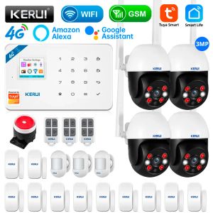 Kits Kerui W184 4G / WiFi Système d'alarme Wireless Home Security Control Kit GSM Alarm Panneau Smart Home Devices Window / Porte Capteur