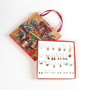 Kits Ensemble de bijoux pour enfants, compte à rebours de noël, calendrier de l'avent pour filles et femmes, breloques DIY, collier, boucles d'oreilles, boîte cadeau de noël Portable