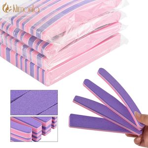 Kits Klimonla 25 pièces outils de manucure professionnels 100/180 grain rose violet courbe ongles tampon de ponçage bloc éponge polissage lime à ongles