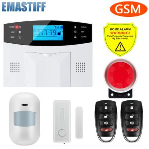 Kits LCD Keypad GSM Home Falle Sécurité Système d'alarme de fil sans fil Détecteur de mouvement Application Contrôle du détecteur de fumée de feu