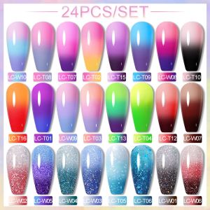 Kits Lilicute 20 / 24pcs / Set Gel Thermal Gel Polon de vernis à ongles Nail Art Color Couleur semi-permanent Gel Manucure Gel Set Varnish 7ml