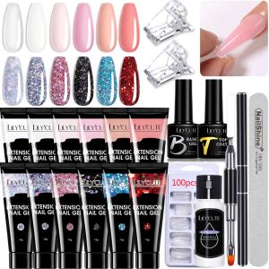 Kits Lilycute Extensión de gel de uñas Kits acrílico de uñas ACRYIC Building Polygels Semi permanente Suministro UV Manicure Manicure Nail Art Tool Kit