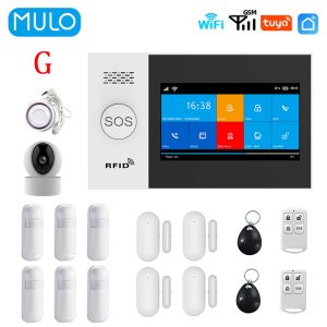 Kits Mulo Wireless WiFi GSM Home Security Alarm System pour Tuya Smart Life avec détecteur de mouvement intelligent et capteur de porte PG107