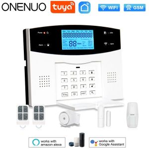 Kits Onenuo Smart WiFi GSM Home Security Protection Smart Alarm System LCD Écran Kit Burglar Kit Tuya App Remote Control Control Arm and Disarm