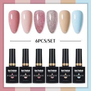 Kits PARKSON Nail Gel Polish Set 6pcs / Kit Glitter Color Series Vernis Semi Polish Polish Dry par lampe LED UV 12 ml Art des ongles