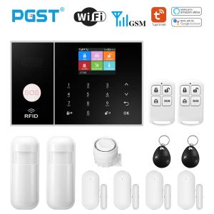 Kits PGST Smart Life Alarm System for Home Wifi GSM Alarma de seguridad Host con puerta y sensor de movimiento Tuya Smart App Control Trabajo Alexa