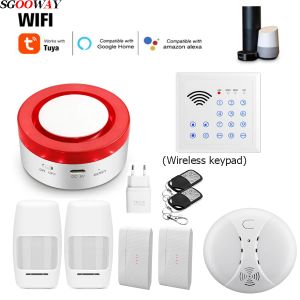 Kits Sgooway WiFi Smart Siren Wireless Keypad Alarm System System Alert Security Sécurité Remote Alexa Google Home