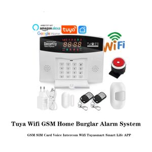 Kits Tuya WiFi GSM Home Burglar Alarm System Support GSM SIM Card Voice Intercom WiFi Tuyasmart Smart Life App