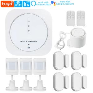 Kits Système d'alarme de sécurité à domicile sans fil 2,4 GHz WiFi Smart Tuya Contrôle de la porte de mouvement PIR sans fil Capteur de porte facile à installer