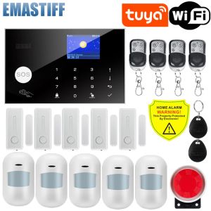 Kits Système d'alarme filaire sans fil pour Smart Tuya Home Fambur Sécurité 433MHz WiFi GSM Alarm Wireless TUYA SMART HOUSE CONTRÔLE D'APPLOI