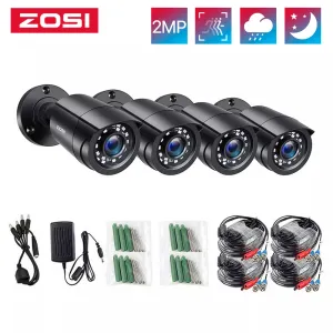 Kits Zosi 4PCS / Lot 1080p HDTVI CCTV Security Camera, Vision nocturne de 80 pieds, kit de caméra de surveillance extérieure de l'extérieur