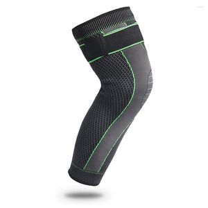 Genouillères 1-2 pièces vert allonger rayure sport protecteur antidérapant pansement jambe soutien Leggings longues genouillères manches chaudes