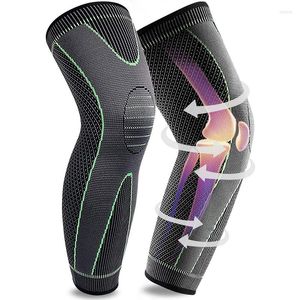 Genouillères 1 paire de manches de jambe de Compression avec sangles élastiques pour hommes femmes bretelles Extra longues manches basket Football